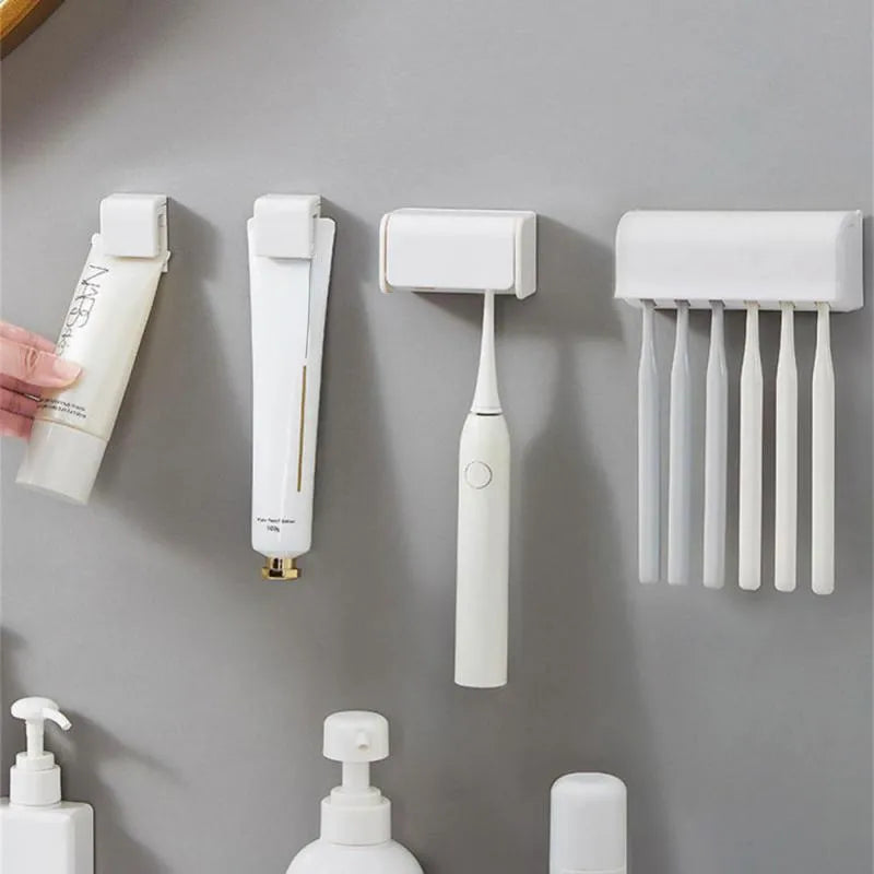 Toothbrush and Toothpaste Holder Punch-free Wall-mounted